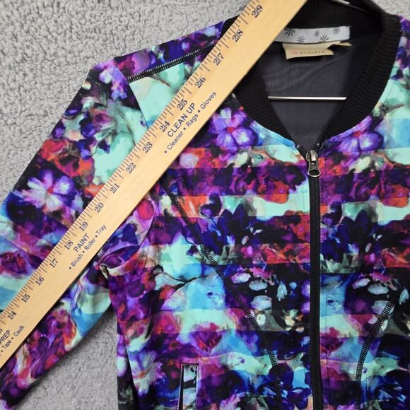 Athleta Floral Fade Bombtastic Bomber Jacket Size XS Extra Small - Picture 9 of 9